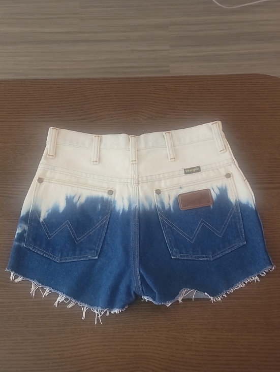 Wrangler Pants - Wrangler Two-Tone Dip-Dye Denim Shorts - Blue & Cream Vintage